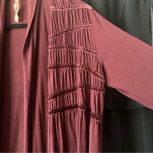 Flouncy maroon cardigan